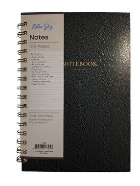 Blue Sky Black Faux-Leather Spiral Notebook with Gold Accents